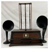 28X37 Early RCA Radiola 25 Super-Heterodyne with Horn Speakers and Antenna