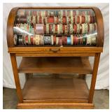 36 x 45-Inch Oak Ribbon Cabinet with Bowed Glass Display