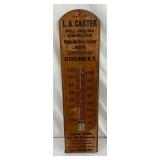 Wooden Advertising Thermometer for L.A. Caster Well Drilling Contractor, 6 x 24 Inches