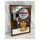 11X15 Vintage Williams Bread Advertising Mirror with Original Wood Frame