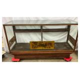 6-Foot Oak Country Store Showcase with Original Tobacco Advertising Labels
