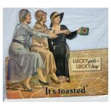 42 1/2 X 34 Rare Lucky Strike ‘Girls and Boys’ Cardboard Stand-Up Advertising Display