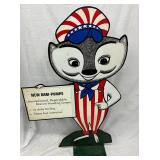 Painted Masonite Advertising Display with Metal Base, 29 1/2 x 46 Inches
