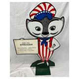 29 1/2 X 46 Badger-Themed 3000-Gallon Spreader Advertising Sign on Masonite with Metal Base