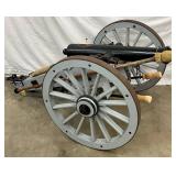 Black Powder Cannon with Wooden Carriage, 62″ Barrel, and 33″ Spoked Wheels