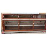 Early Country Store Display Cabinet with Original Glass, Pine and Walnut, 12’8″ Long