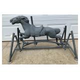 1950s-60s Cast Iron Gliding Horse with Metal Frame