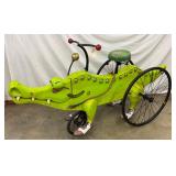 Handmade 70-Inch Alligator-Themed Wooden Three-Wheel Trike