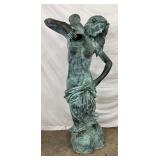 5 1/2-Foot Bronze Lady Statue Fountain With Patina