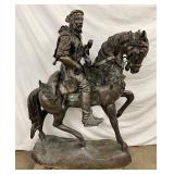Bronze Statue of Bearded Man on Horse, 3′ x 4 1/2′