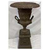 19 x 42 Inch Two-Piece Bronze Garden Urn with Ornate Detailing