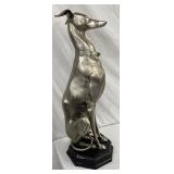 9X29-Inch Bronze Greyhound Statue on Octagonal Base