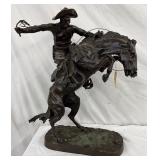 Remington Bronze Sculpture ‘The Bronco Buster,’ 20 x 22 Inches