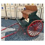49X120 Solid Wood Horse-Drawn Cart with Red and Green Finish