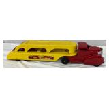 Marx Tin Lithograph Auto Transporter Truck and Trailer, 21 1/2 Inches Long