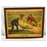 Framed Kessler’s Whiskey ‘Safe at Home’ Advertising Sign with Easel Back, 20″ x 16″
