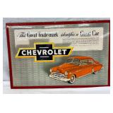 23″ x 15″ Chevrolet Dealership Advertisement Featuring 1950s Styleline Deluxe Sedan