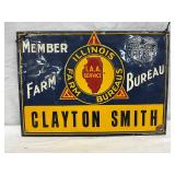 Early Embossed Illinois Farm Bureau Metal Sign, 13 1/2 x 10 Inches