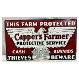 Metal Capper’s Farmer Protective Service Sign, 13.5″ x 8″, Topeka, Kansa