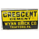 Single-Sided Porcelain Advertising Sign for Crescent Cement, 26″ x 14″