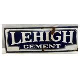 Porcelain Lehigh Cement Advertising Sign, 20” x 7”