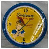20-Inch Neon Sunbeam Bread Advertising Clock