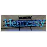 27 1/2″ x 9″ Blue Neon Light Sign Display with Hennessy Text