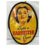 9 x 13 Self-Framed Oval Harvester Cigar Advertising Sign