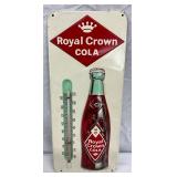 6×13.5-Inch Embossed Royal Crown Cola Metal Thermometer Sign