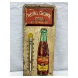 Embossed Royal Crown Cola Metal Thermometer, 6 x 13 1/2 Inches