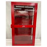Red Metal Wall-Mounted Lance Cabinet with Glass Door, 14 x 26 Inches