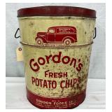 Gordon’s Potato Chips 3 1/2 Pounds Metal Can with Lid