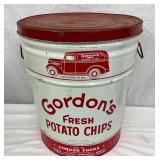 Gordon’s Fresh Potato Chips 3 1/2 Pound Advertising Tin Can