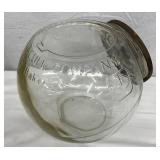 9-Inch EMB.  National Biscuit Company Glass Jar with Metal Lid