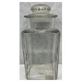 Embossed Glass Gum Jar with Lid, Marked ‘Kis-Me Cumco, Louisville KY’, 5 x 10 1/2 Inches