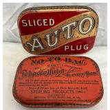 Two Early 20th Century Tin Containers: Sliced Auto Plug Tobacco and No-To-Bac Tablets