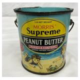 1-Pound Morris Supreme Peanut Butter Tin with Lithographed Beach Scene