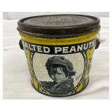 Jackie Coogan Salted Peanuts Tin, 8 oz, Embossed Lid, Circa 1914-1984