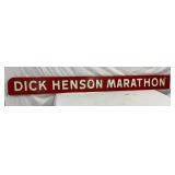 Red Wooden Sign Stenciled ‘Dick Henson Marathon’, 78″ x 7 1/2″