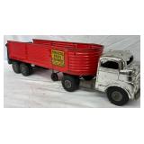Vintage Structo Steel Company Toy Truck with Red Trailer, 21×5 1/2 Inches