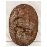 8×11 Cast Iron Firemen Plaque with Embossed FA Hydrant and Hose