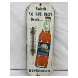 Vintage 6×16 Metal Sun Crest Thermometer Sign