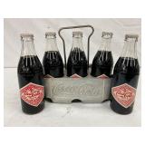 Coca-Cola Metal Embossed 6-Pack Carrier with 6 Bottles