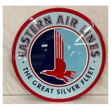 23-Inch Metal Embossed Eastern Air Lines Sign Featuring The Great Silver Fleet Logo
