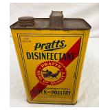 Vintage Pratt’s Disinfectant One-Gallon Metal Can for Stock and Poultry