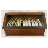 15 X 7 1/2 Wooden Store Display Case with Glass Lid and MylaShond Elastic Contents