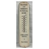 8″ x 36″ Waters and Hibbert Funeral Home Metal Thermometer