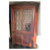 Mahogany Corner Cabinet with Diamond Mullion Glass Doors