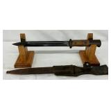 15-Inch WWII Military Bayonet with Wooden Handle and Scabbard 15-Inch WWII Military Bayonet with Wooden Handle and Scabbard