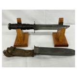 WWII-Era 12-Inch Ka-Bar Knife With Sheath WWII-Era 12-Inch Ka-Bar Knife With Sheath